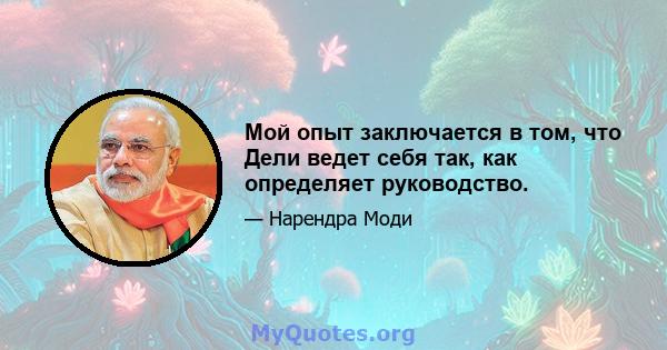 Мой опыт заключается в том, что Дели ведет себя так, как определяет руководство.