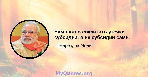 Нам нужно сократить утечки субсидий, а не субсидии сами.