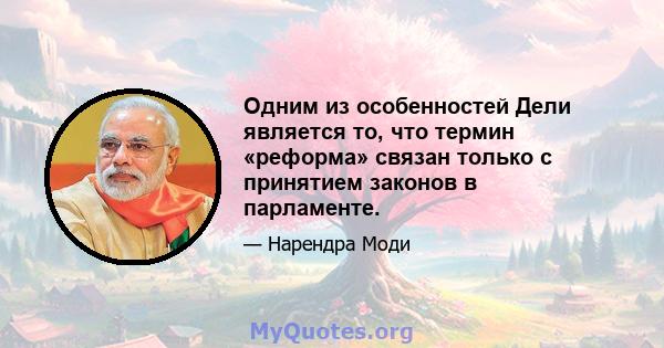 Одним из особенностей Дели является то, что термин «реформа» связан только с принятием законов в парламенте.