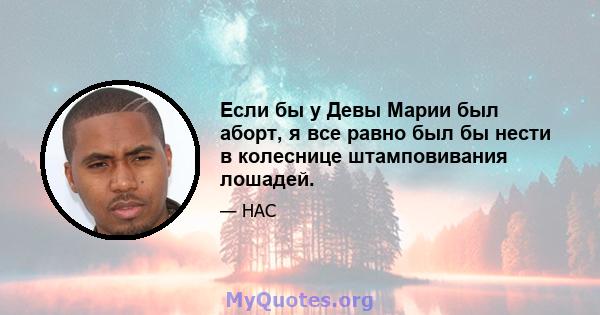 Если бы у Девы Марии был аборт, я все равно был бы нести в колеснице штамповивания лошадей.