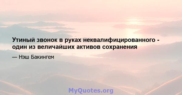 Утиный звонок в руках неквалифицированного - один из величайших активов сохранения