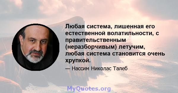 Любая система, лишенная его естественной волатильности, с правительственным (неразборчивым) летучим, любая система становится очень хрупкой.