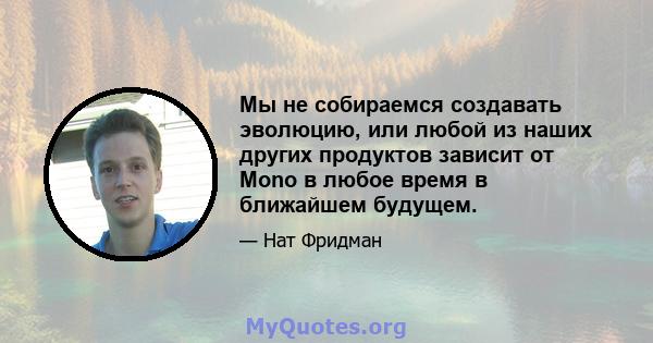 Мы не собираемся создавать эволюцию, или любой из наших других продуктов зависит от Mono в любое время в ближайшем будущем.