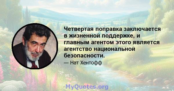 Четвертая поправка заключается в жизненной поддержке, и главным агентом этого является агентство национальной безопасности.