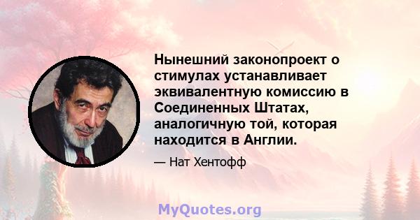 Нынешний законопроект о стимулах устанавливает эквивалентную комиссию в Соединенных Штатах, аналогичную той, которая находится в Англии.