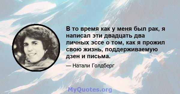 В то время как у меня был рак, я написал эти двадцать два личных эссе о том, как я прожил свою жизнь, поддерживаемую дзен и письма.