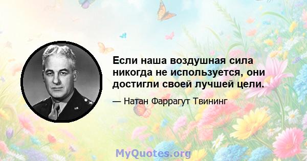 Если наша воздушная сила никогда не используется, они достигли своей лучшей цели.