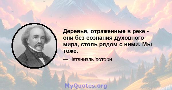 Деревья, отраженные в реке - они без сознания духовного мира, столь рядом с ними. Мы тоже.