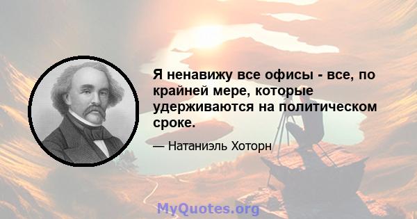 Я ненавижу все офисы - все, по крайней мере, которые удерживаются на политическом сроке.