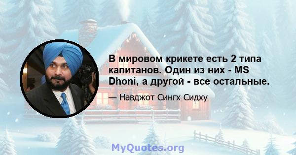 В мировом крикете есть 2 типа капитанов. Один из них - MS Dhoni, а другой - все остальные.