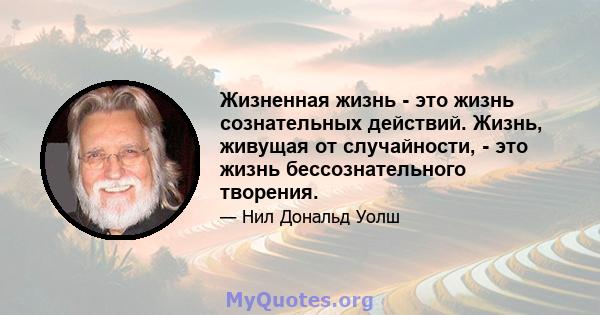 Жизненная жизнь - это жизнь сознательных действий. Жизнь, живущая от случайности, - это жизнь бессознательного творения.