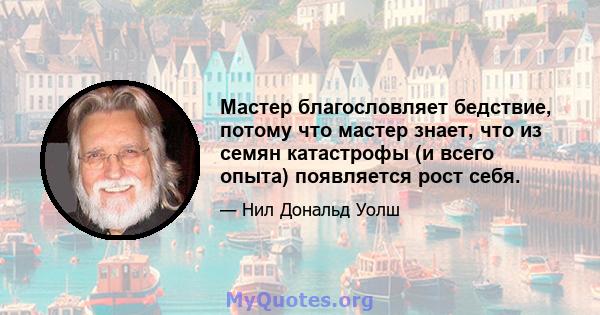 Мастер благословляет бедствие, потому что мастер знает, что из семян катастрофы (и всего опыта) появляется рост себя.