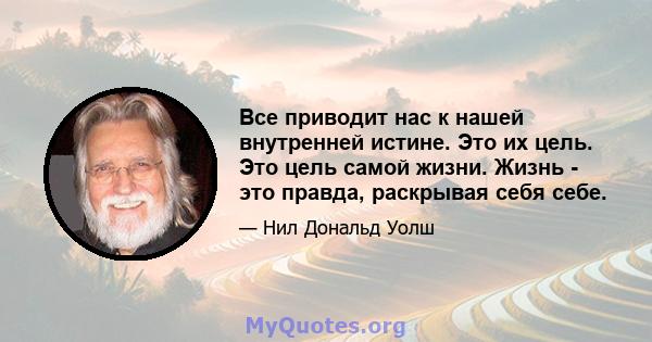 Все приводит нас к нашей внутренней истине. Это их цель. Это цель самой жизни. Жизнь - это правда, раскрывая себя себе.