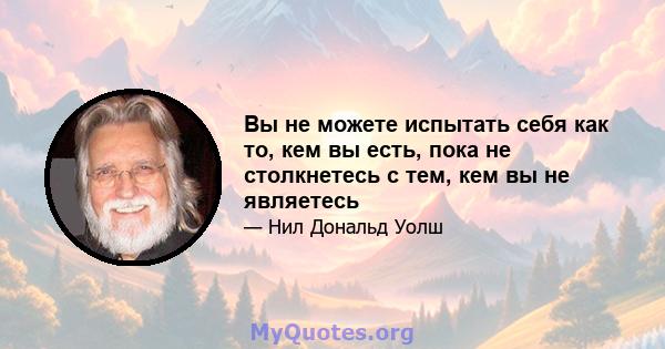 Вы не можете испытать себя как то, кем вы есть, пока не столкнетесь с тем, кем вы не являетесь