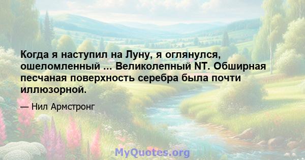 Когда я наступил на Луну, я оглянулся, ошеломленный ... Великолепный NT. Обширная песчаная поверхность серебра была почти иллюзорной.