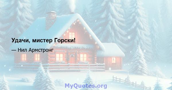 Удачи, мистер Горски!