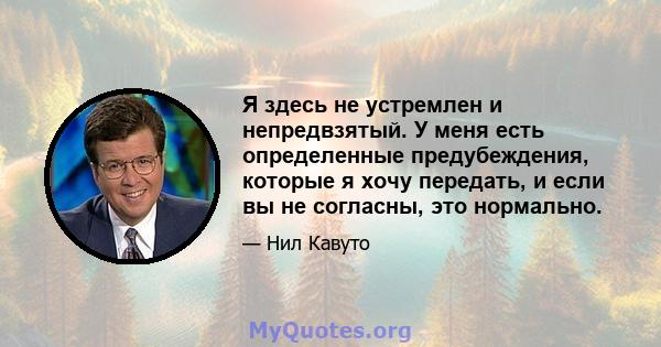 Я здесь не устремлен и непредвзятый. У меня есть определенные предубеждения, которые я хочу передать, и если вы не согласны, это нормально.