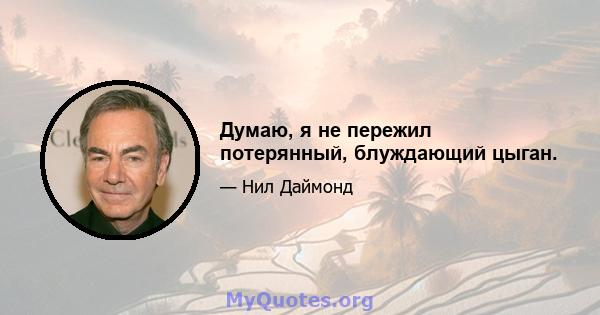 Думаю, я не пережил потерянный, блуждающий цыган.