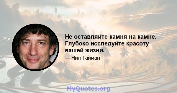 Не оставляйте камня на камне. Глубоко исследуйте красоту вашей жизни.