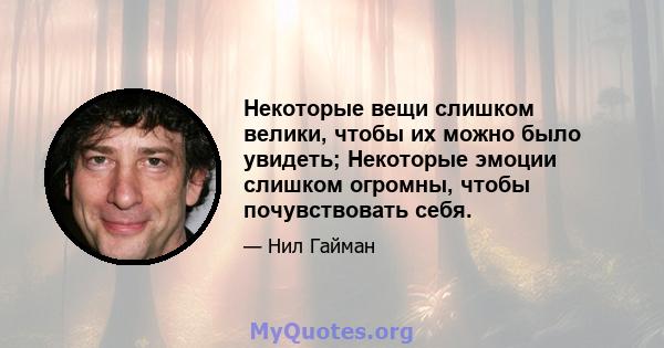 Некоторые вещи слишком велики, чтобы их можно было увидеть; Некоторые эмоции слишком огромны, чтобы почувствовать себя.