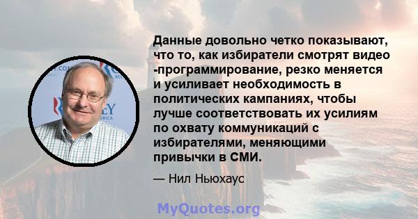 Данные довольно четко показывают, что то, как избиратели смотрят видео -программирование, резко меняется и усиливает необходимость в политических кампаниях, чтобы лучше соответствовать их усилиям по охвату коммуникаций