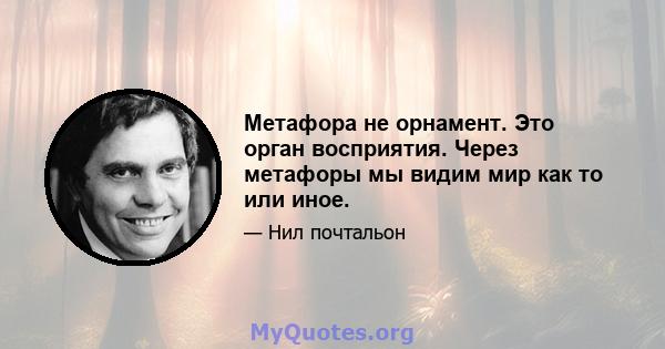 Метафора не орнамент. Это орган восприятия. Через метафоры мы видим мир как то или иное.