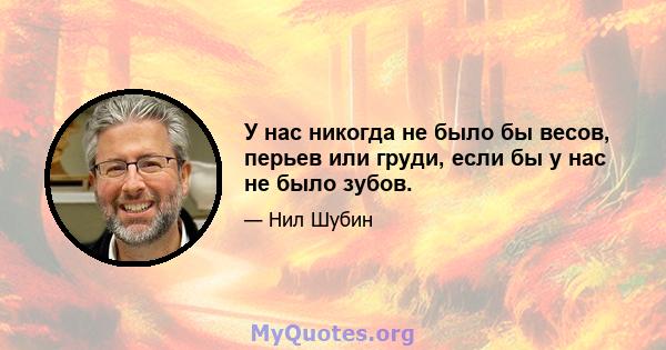 У нас никогда не было бы весов, перьев или груди, если бы у нас не было зубов.