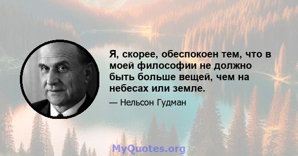 Я, скорее, обеспокоен тем, что в моей философии не должно быть больше вещей, чем на небесах или земле.