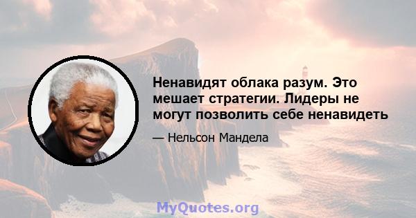 Ненавидят облака разум. Это мешает стратегии. Лидеры не могут позволить себе ненавидеть