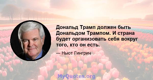 Дональд Трамп должен быть Дональдом Трампом. И страна будет организовать себя вокруг того, кто он есть.