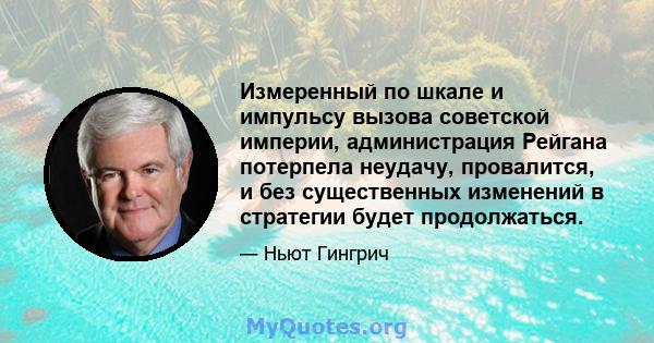 Измеренный по шкале и импульсу вызова советской империи, администрация Рейгана потерпела неудачу, провалится, и без существенных изменений в стратегии будет продолжаться.