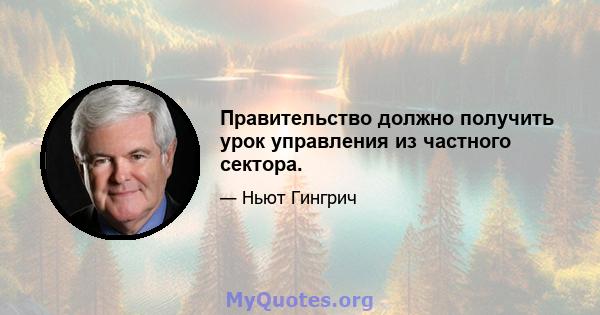 Правительство должно получить урок управления из частного сектора.