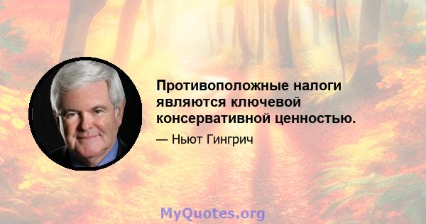 Противоположные налоги являются ключевой консервативной ценностью.