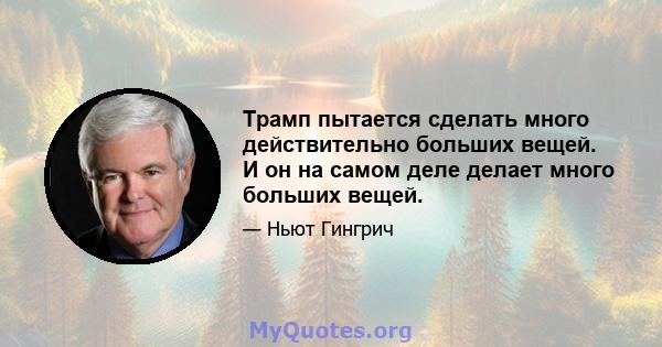 Трамп пытается сделать много действительно больших вещей. И он на самом деле делает много больших вещей.