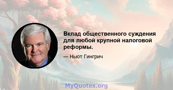 Вклад общественного суждения для любой крупной налоговой реформы.