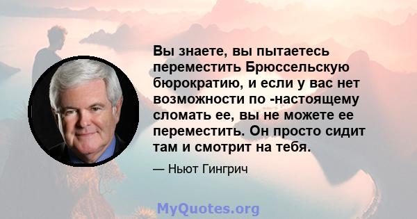 Вы знаете, вы пытаетесь переместить Брюссельскую бюрократию, и если у вас нет возможности по -настоящему сломать ее, вы не можете ее переместить. Он просто сидит там и смотрит на тебя.