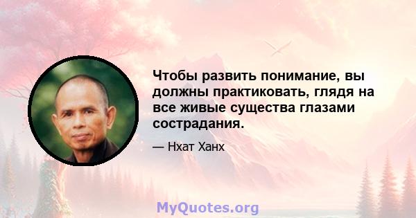 Чтобы развить понимание, вы должны практиковать, глядя на все живые существа глазами сострадания.