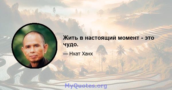 Жить в настоящий момент - это чудо.