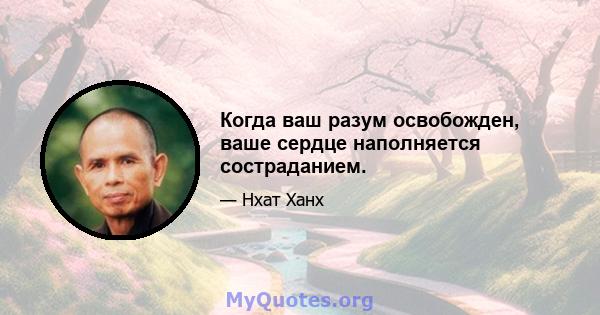 Когда ваш разум освобожден, ваше сердце наполняется состраданием.