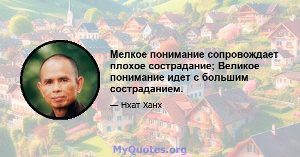 Мелкое понимание сопровождает плохое сострадание; Великое понимание идет с большим состраданием.