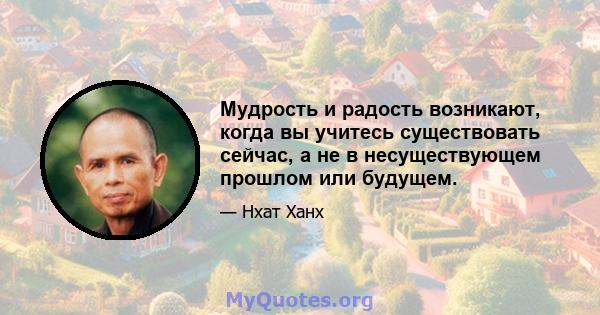 Мудрость и радость возникают, когда вы учитесь существовать сейчас, а не в несуществующем прошлом или будущем.