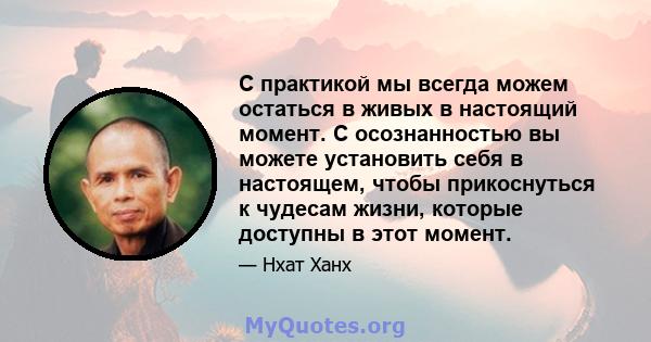 С практикой мы всегда можем остаться в живых в настоящий момент. С осознанностью вы можете установить себя в настоящем, чтобы прикоснуться к чудесам жизни, которые доступны в этот момент.