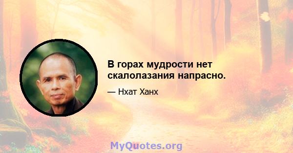 В горах мудрости нет скалолазания напрасно.