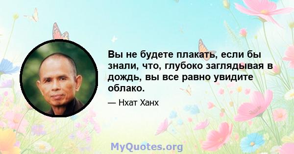 Вы не будете плакать, если бы знали, что, глубоко заглядывая в дождь, вы все равно увидите облако.