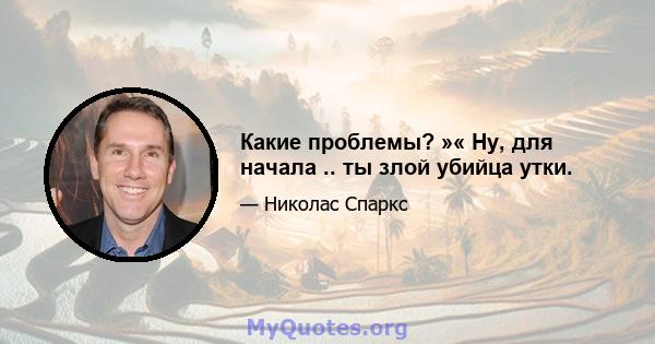 Какие проблемы? »« Ну, для начала .. ты злой убийца утки.