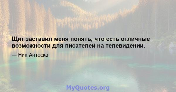 Щит заставил меня понять, что есть отличные возможности для писателей на телевидении.