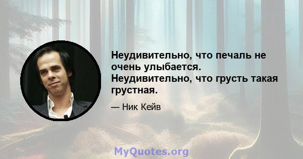 Неудивительно, что печаль не очень улыбается. Неудивительно, что грусть такая грустная.