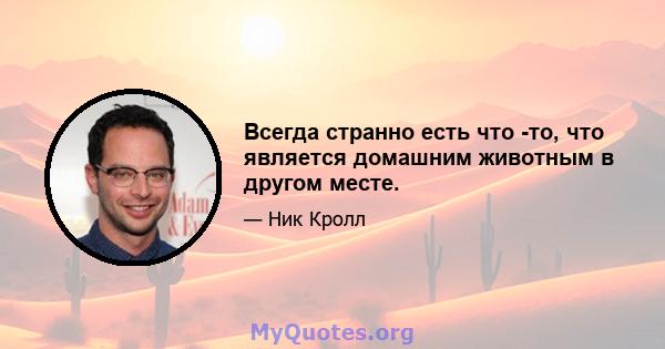 Всегда странно есть что -то, что является домашним животным в другом месте.