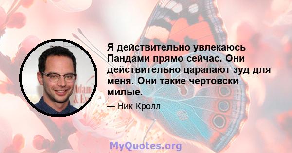 Я действительно увлекаюсь Пандами прямо сейчас. Они действительно царапают зуд для меня. Они такие чертовски милые.