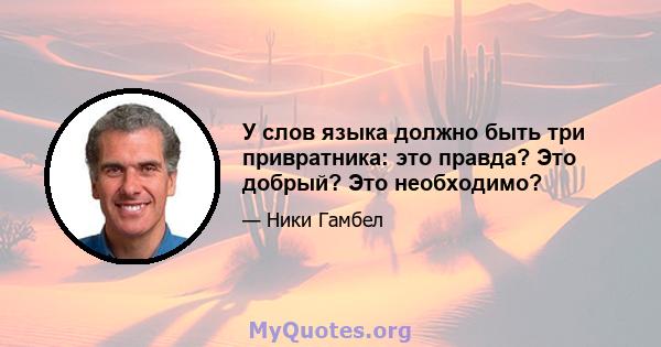 У слов языка должно быть три привратника: это правда? Это добрый? Это необходимо?